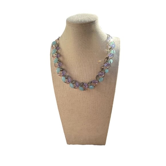 Vintage Marks & Spencer glass & Crystal Twisted Necklace M&S Necklace Sz 20” - Picture 2 of 16